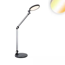 LED Schreibtischleuchte, 10W 3000/4000/6500K (Colorswitch) 605lm 120°, mit Touch-Dimmer, Metall, Silber