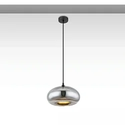 Hängeleuchte INFINITY OVAL, 1-flammig, E27 (exkl.), Metall schwarz / Glas Chrom