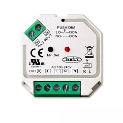 DALI-2 DT6 / Push Phasenabschnitt-Dimmer für dimmbare 230V Leuchtmittel/Trafos, 400VA, mit Relais