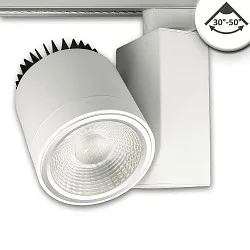 LED 3-Phasen Schienenstrahler, fokussierbar, 36W 4000K 3500lm 30°-50°, CRI92, DALI dimmbar, Weiß matt