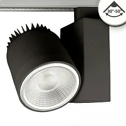 LED 3-Phasen Schienenstrahler, fokussierbar, 36W 4000K 3500lm 30°-50°, CRI92, DALI dimmbar, Schwarz matt
