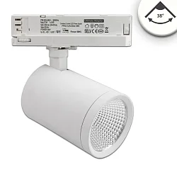 LED 3-Phasen Schienenstrahler, 35W 4000K 3500lm 38°, CRI90, drehbar, neigbar, Weiß matt