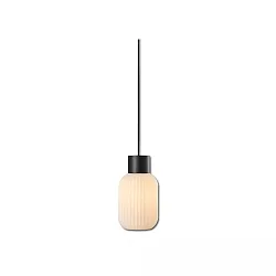 Pendelleuchte INFINITY WHITE GLASS SMALL, Ø 15cm / L 20cm, E27 (exkl.), offenes Kabel 300cm, schwarz / Opalglas weiß