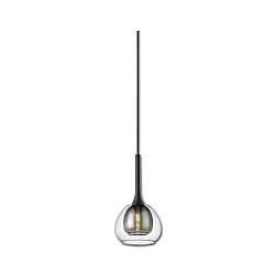 Pendelleuchte INFINITY CLEAR / BLACK, Doppelschirm, E14 (exkl.), offenes Kabel 300cm, innen Rauchglas / außen Klarglas
