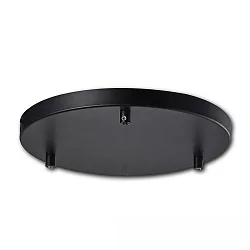 Deckenbaldachin RUND, IP20, Stahl, schwarz, 3-fach Abhängung, Ø 30cm / H 2.5cm