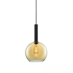 pendant luminaire INFINITY AMBER ROUND GLASS 25CM round E27 IP20, amber, black dimmable