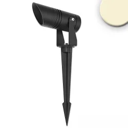 LED Gartenstrahler, rund, 12-24V, IP65, 6W, 30°, 3000K, schwarz, inkl. Erdspieß