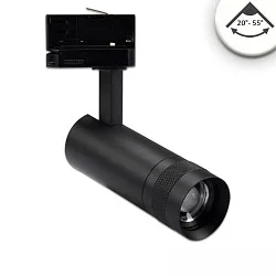 3-phase spot FLEX-SPOT 8W 22-55° PHASE focusable, cardanic swivelling IP20, black dimmable