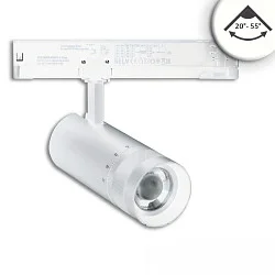LED 3-Phasen Spot-Strahler, IP20, 24W, fokussierbar 20°-55°, CRi>90, kardanisch, schaltbar, 4000K 2050lm, weiß matt