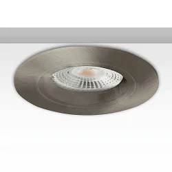 Einbaurahmen für GU10/MR16 Spots, IP20, rund, Blende Ø 8.5cm / 0.3cm, DA Ø 68mm, inkl. GU10 Fassung, Alu gebürstet