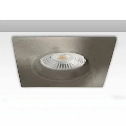 Einbaurahmen für GU10/MR16 Spots, IP20, eckig, Blende 8.5 x 8.5cm / 0.3cm, DA Ø 68mm, inkl. GU10 Fassung, Alu gebürstet