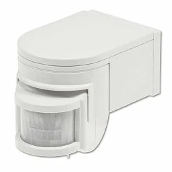 PIR Bewegungsmelder, 230V, max. 4A, 180° max. 10m Detektionsradius, IP44, Aufputzmontage, weiß