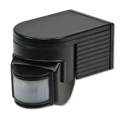 PIR Bewegungsmelder, 230V, max. 4A, 180° max. 10m Detektionsradius, IP44, Aufputzmontage, schwarz