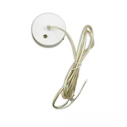 Zubehör für ISOLED Langfeld-Systemleuchte - Deckenbaldachin, rund, Ø 11cm, 230V AC, mit 3-poliger Mantelleitung, 200cm, weiß