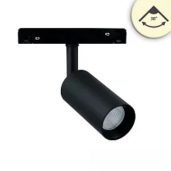 LED Schienenstrahler für NV-Schienensystem TRACK48, 48V DC, 16W 3000K 30°, CRI90, UGR<19, schwenkbar, schaltbar, schwarz