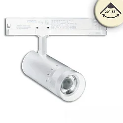 3-Phasen LED Schienen-Strahler fokussierbar, 24W, 20°-55°, CRI92, DALI dimmbar, schwenkbar, 3000K, weiß matt