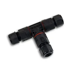 cable T-connector IP68, 6.5-11MM / 0.75-2.5MM², 250V 16A 3-pole, black
