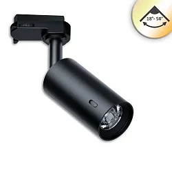 LED 3-Phasen Strahler SELECT PHASE, IP20, 4-8W (multi) 2700-5000K (CCT-Switch) 650lm 18°-50°, CRi>90, UGR<19, dimmbar, schwarz