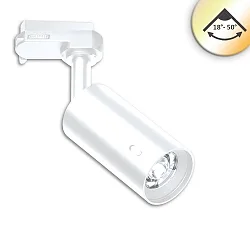 LED 3-Phasen Strahler SELECT PHASE, IP20, 4-8W (multi) 2700-5000K (CCT-Switch) 650lm 18°-50°, CRi>90, UGR<19, dimmbar, weiß
