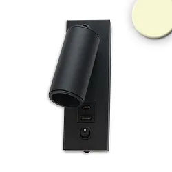 LED Leseleuchte, 4,5W, 3000K, 270lm, mit USB-A und USB-C Ladebuchse, schwarz