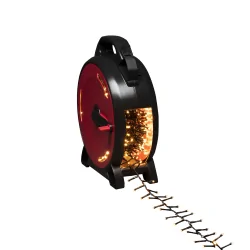 LED Lichterkette MICRO COMPACTLIGHTS, 1000 LED, 9W, 2200K, IP44, mit Kabelaufroller, schwarz/ rot, Lichtfarbe bernstein