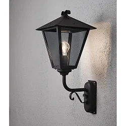 Wandleuchte BENU UP, E27 max. 100W, Schwarz, Aluminium / Rauch-Acrylglas