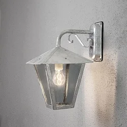 Wandleuchte BENU DOWN, E27 max. 100W, Stahl galvanisiert / Rauch-Acrylglas