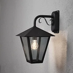 Wandleuchte BENU DOWN, E27 max. 100W, Schwarz, Aluminium / Rauch-Acrylglas