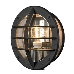 Wandleuchte ODEN, mit integrierter Steckdose, E27 max. 60W, Acrylglas klar / Schwarz, Aluminium