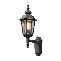 Wandleuchte PALLAS UP SMALL, Höhe 48cm, E27 max. 60W, Schwarz, Aluminium / Rauch-Acrylglas