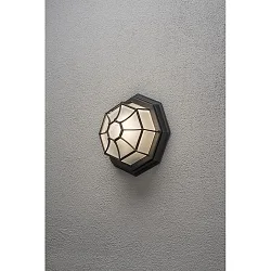 Wand- und Deckenleuchte, IP23, E27 max. 60W, Schwarz, Aluminium / Frost-Acrylglas