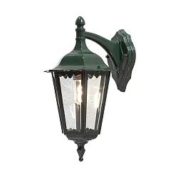 Außen-Wandleuchte FIRENZE DOWN, E27 max. 100W, Grün, Aluminium / Klarglas