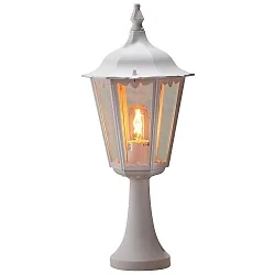 Pedestal light FIRENZE, E27 max. 100W, white aluminium / clear glass