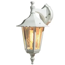 Außen-Wandleuchte FIRENZE DOWN, E27 max. 60W, Weiß, Aluminium / Klarglas