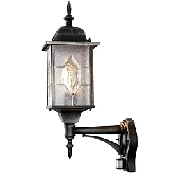 Außen-Wandleuchte MILANO mit Bewegungsmelder, E27 max. 75W, Schwarz/Silber, Alu / Acrylglas in Bleikristalloptik