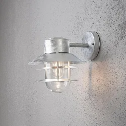 Außen-Wandleuchte MODENA DOWN, E27 max. 60W, Stahl galvanisiert / Klarglas