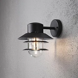 Außen-Wandleuchte MODENA DOWN, E27 max. 60W, Schwarz, Aluminium / Klarglas