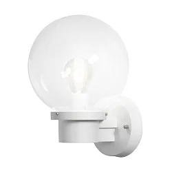 Außen-Wandleuchte NEMI mit Dämmerungsschalter, E27 max. 60W, Weiß, Kunststoff / Klarglas