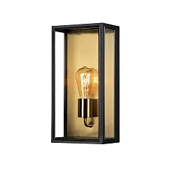Wandleuchte CARPI LARGE, E27, IP44, Glas klar, schwarz