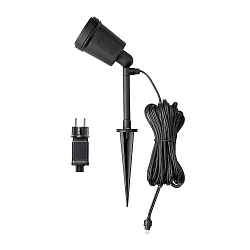 Outdoor LED Wand- und Erdspieß-Spot AMALFI, 12V, 1-flammig, 4W 3500K 280lm, inkl. Trafo, abnehmbarer Erdspieß, schwarz