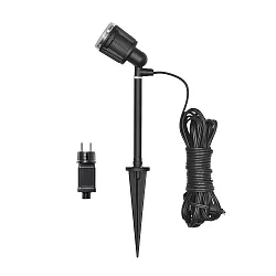 Outdoor LED Wand- und Erdspieß-Spot AMALFI, 12V, 1-flammig, 1W 3500K 70lm, inkl. Trafo, abnehmbarer Erdspieß, schwarz