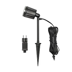 Outdoor HighPower LED Erdspieß-Spot AMALFI, 12V, 1-flammig, 4W 3500K 280lm 46°, inkl. Trafo, abnehmbarer Erdspieß, schwarz