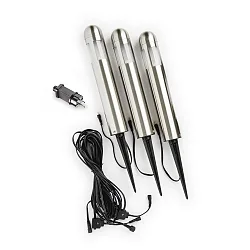 3er-Set Erdpieß-Stableuchte AMALFI, Höhe 35cm, 12V, 3x G4 max. 15W, Edelstahl 304 / Kunststoff / Acrylglas