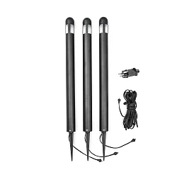 3er-Set Erdpieß-Stableuchte AMALFI, Höhe 75cm, 12V, 3x G4 max. 15W, Schwarz, Kunststoff / Acrylglas