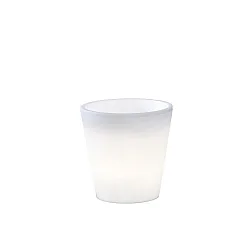 LED beleuchteter Pflanzentopf ASSISI, IP44, 12V, 2.4W 3000K 30lm, mit 600cm Kabel, Kunststoff, weiß, Ø 28cm / H 28cm