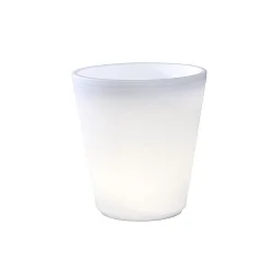 LED beleuchteter Pflanzentopf ASSISI, IP44, 12V, 2.4W 3000K 30lm, mit 600cm Kabel, Kunststoff, weiß, Ø 37cm / H 40cm
