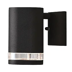 Outdoor wall spot MODENA, with reflector for partly indirect light, GU10 max. 35W, black aluminium / clear acrylic glass