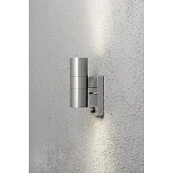 Außen-Wandleuchte MODENA UP/DOWN mit Bewegungsmelder, 2x GU10 max. 35W, Edelstahl 304 / Klarglas