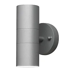 Außen-Wandleuchte MODENA, mit doppeltem Lichtkegel, 2x GU10 max. 35W, Grau, Aluminium / Klarglas