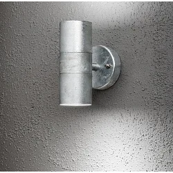 Außen-Wandleuchte MODENA, mit doppeltem Lichtkegel, 2x GU10 max. 35W, Stahl galvanisiert / Klarglas